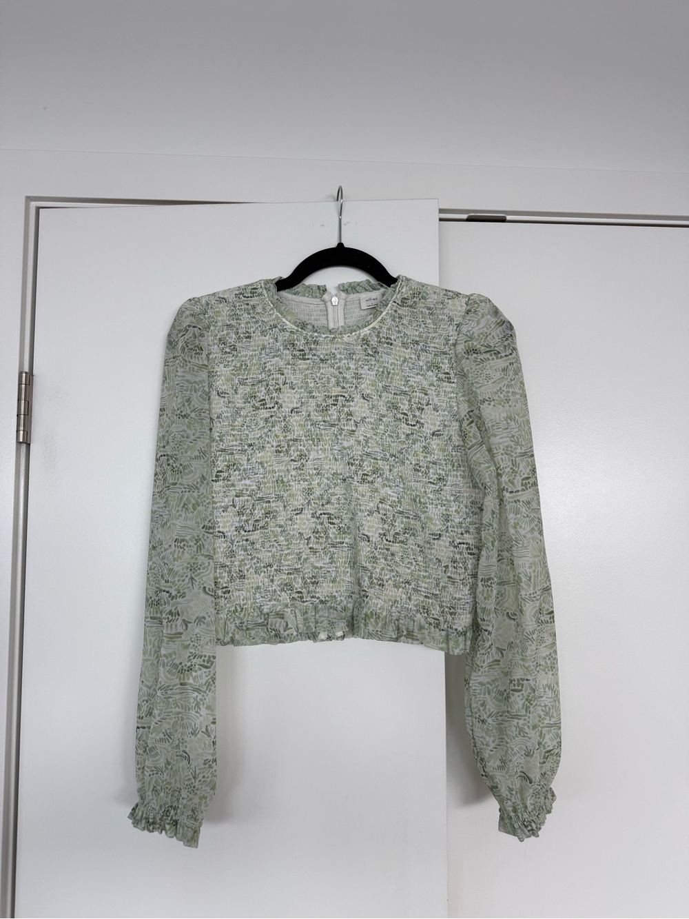 Wilfred Light Green Printed Smocked Blouse